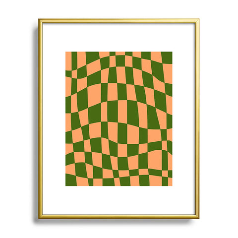 Little Dean Checkered yellow and green Metal Framed Art Print