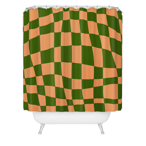 Little Dean Checkered yellow and green Shower Curtain