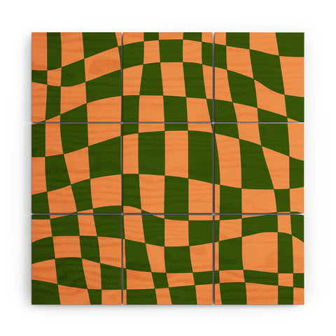 Little Dean Checkered yellow and green Wood Wall Mural