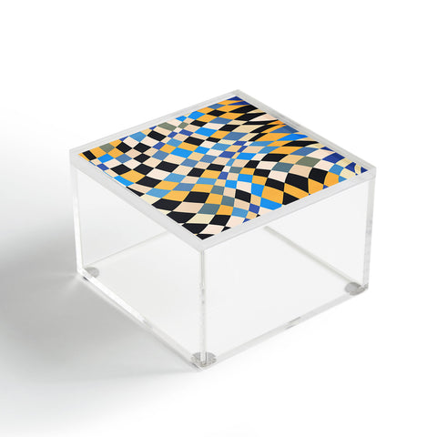 Little Dean Checkers in blue black yellow Acrylic Box