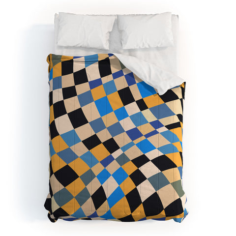 Little Dean Checkers in blue black yellow Comforter