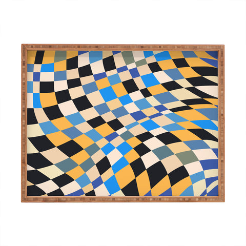Little Dean Checkers in blue black yellow Rectangular Tray