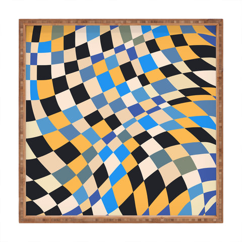 Little Dean Checkers in blue black yellow Square Tray