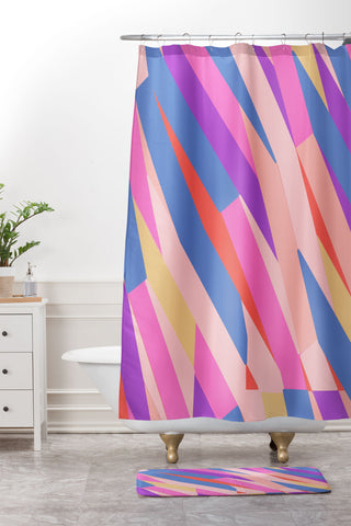 Little Dean Color stripe Shower Curtain And Mat
