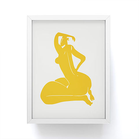 Little Dean Curvy nude in yellow Framed Mini Art Print