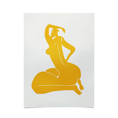 Little Dean Curvy nude in yellow Poster
