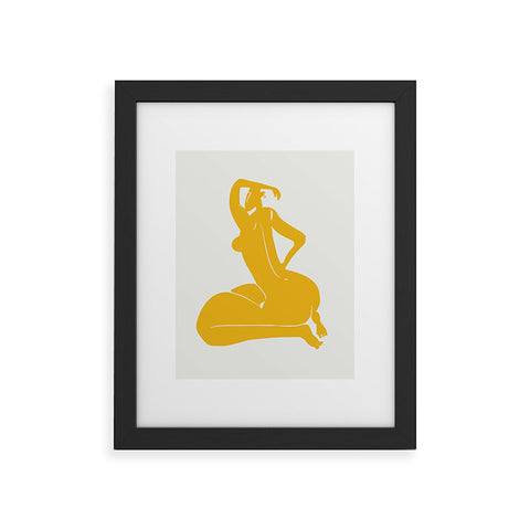 Little Dean Curvy nude in yellow Framed Art Print