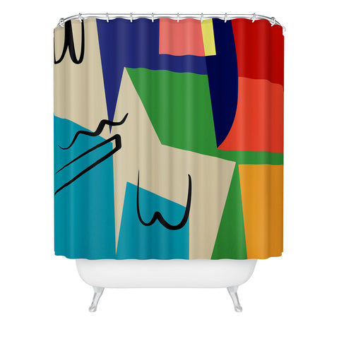 Little Dean Multicolor abstract geometric Shower Curtain