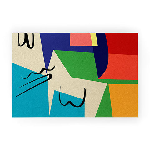 Little Dean Multicolor abstract geometric Welcome Mat