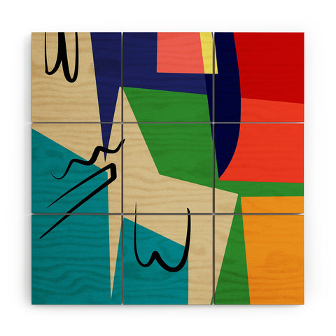 Little Dean Multicolor abstract geometric Wood Wall Mural