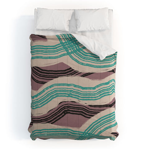 Little Dean Muted pink and green stripe Comforter