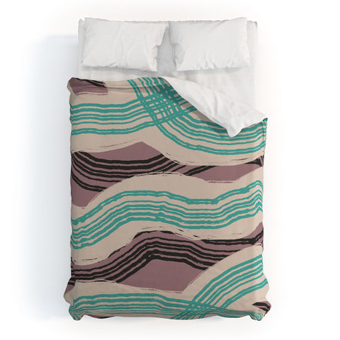 Little Dean Muted pink and green stripe Duvet Cover