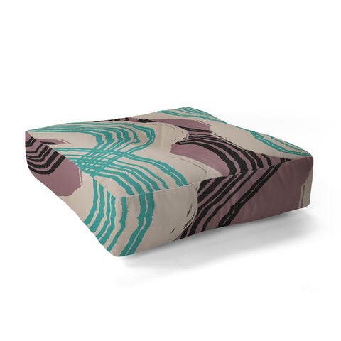 Little Dean Muted pink and green stripe Floor Pillow Square