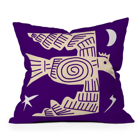 Little Dean Night bird in purple Throw Pillow