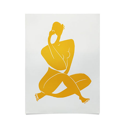 Little Dean Nude sitting in yellow Poster