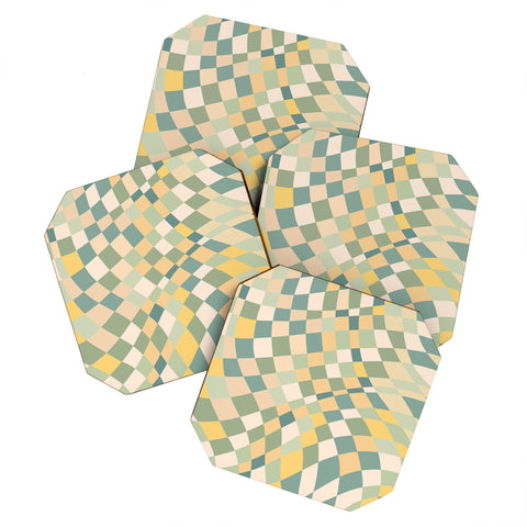 Little Dean Olive green checkered twist Coaster Set
