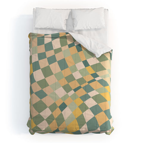 Little Dean Olive green checkered twist Comforter