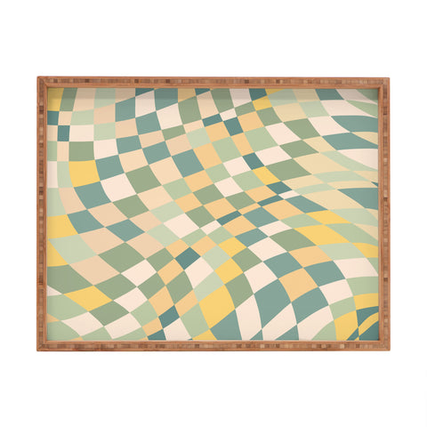 Little Dean Olive green checkered twist Rectangular Tray