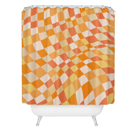 Little Dean Orange shades checkers Shower Curtain