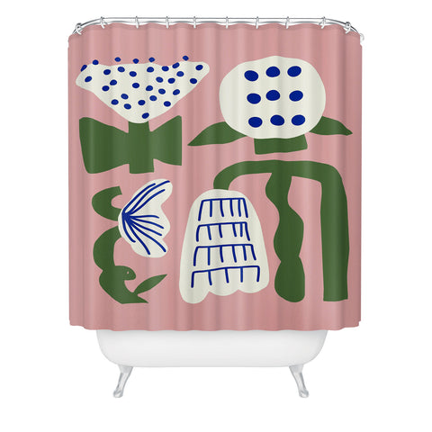 Little Dean Pink lotus arrangement Shower Curtain