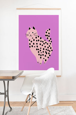 Little Dean Pink power cat Art Print And Hanger