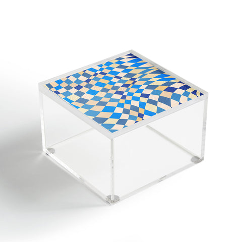 Little Dean Retro blue checkered pattern Acrylic Box
