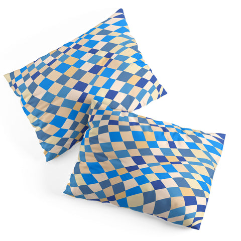 Little Dean Retro blue checkered pattern Pillow Shams