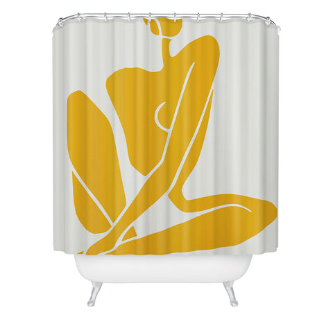 Little Dean Sitting nude in yellow Shower Curtain