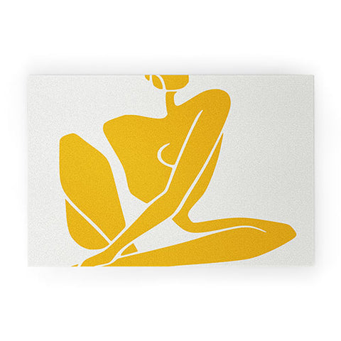 Little Dean Sitting nude in yellow Welcome Mat