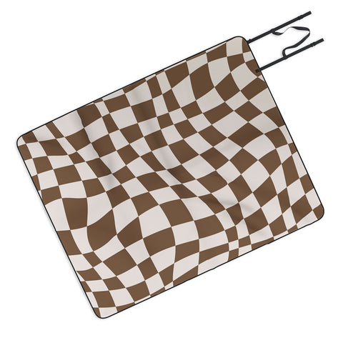 Little Dean Wavy brown checker Picnic Blanket