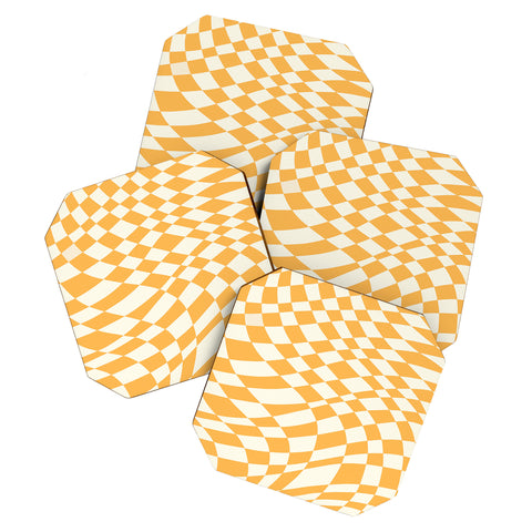 Little Dean Yellow and white checker twist Coaster Set