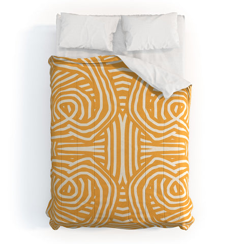 Little Dean Yellow mustard boho stripe Comforter