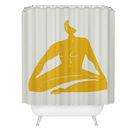 Little Dean Zen nude in yellow Shower Curtain
