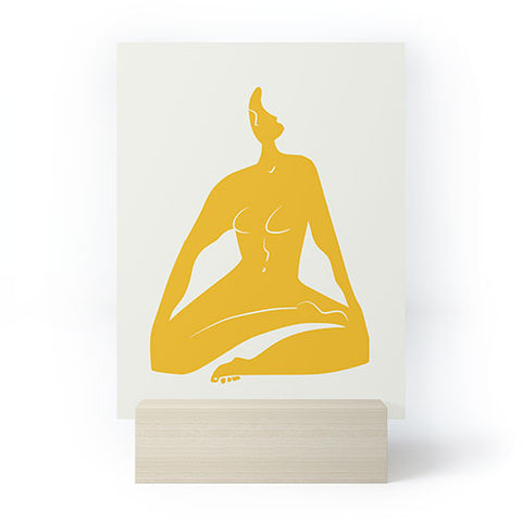 Little Dean Zen nude in yellow Mini Art Print