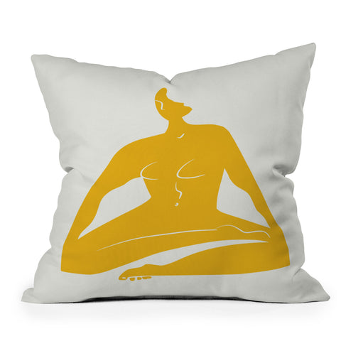 Little Dean Zen nude in yellow Outdoor Throw Pillow