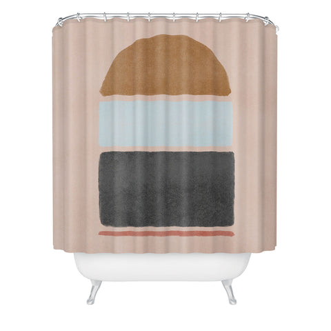 Lola Terracota Abstract interaction 123 Shower Curtain