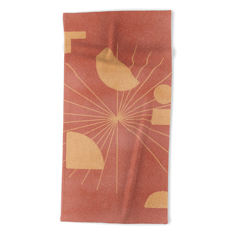 Lola Terracota Geometrical shapes moving Beach Towel