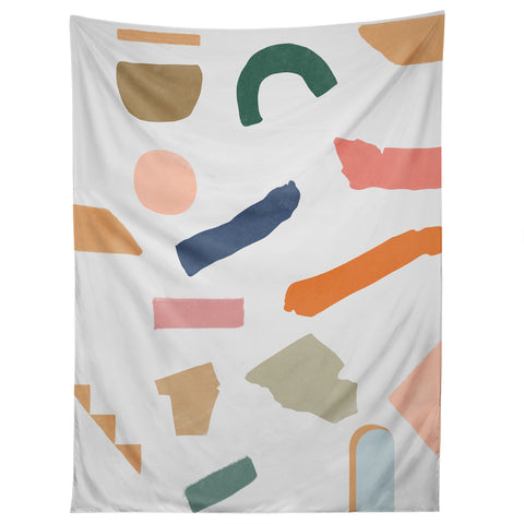 Lola Terracota Mix of color shapes happy Tapestry