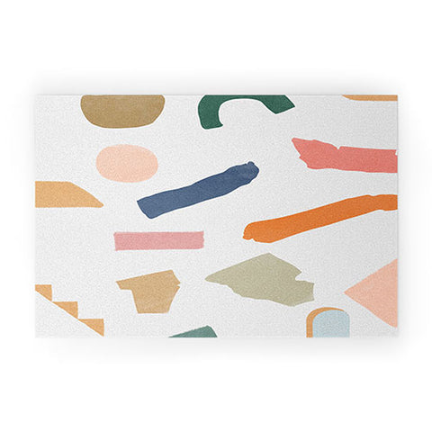 Lola Terracota Mix of color shapes happy Welcome Mat