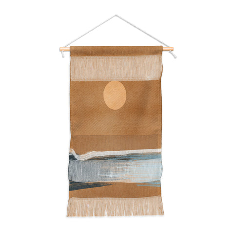 Lola Terracota Sunset with minimal shapes on kraft paper Wall Hanging Portrait