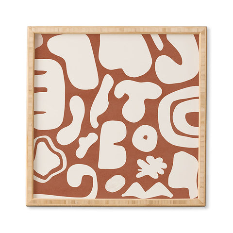 Lola Terracota Terracotta with shapes in offwhite Framed Wall Art