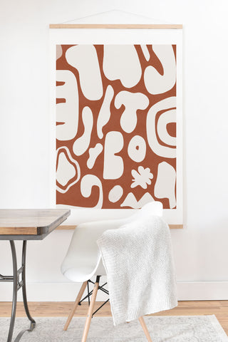 Lola Terracota Terracotta with shapes in offwhite Art Print And Hanger