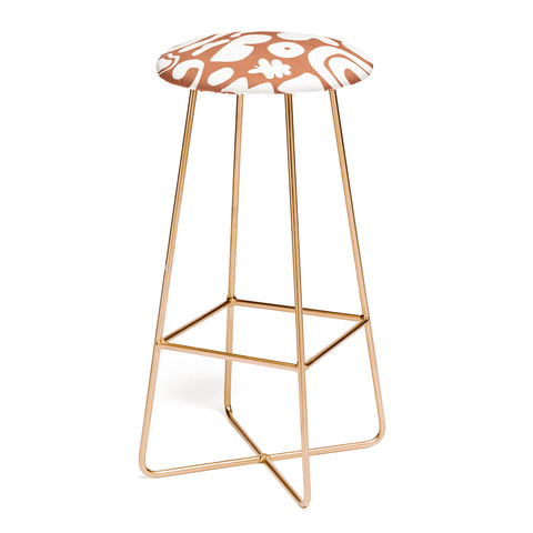 Lola Terracota Terracotta with shapes in offwhite Bar Stool