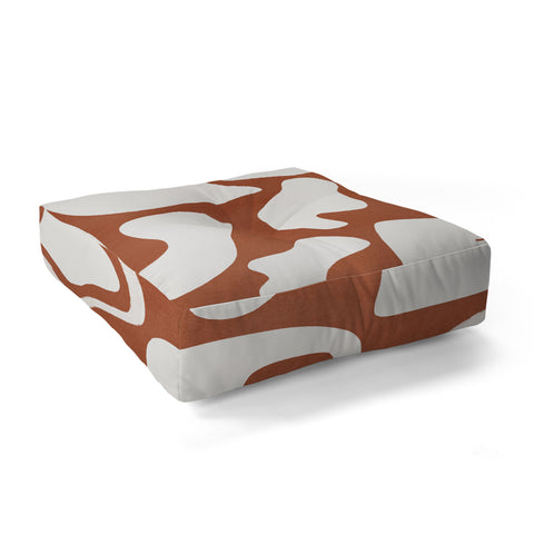 Lola Terracota Terracotta with shapes in offwhite Floor Pillow Square