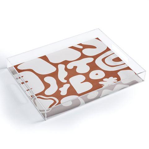 Lola Terracota Terracotta with shapes in offwhite Acrylic Tray