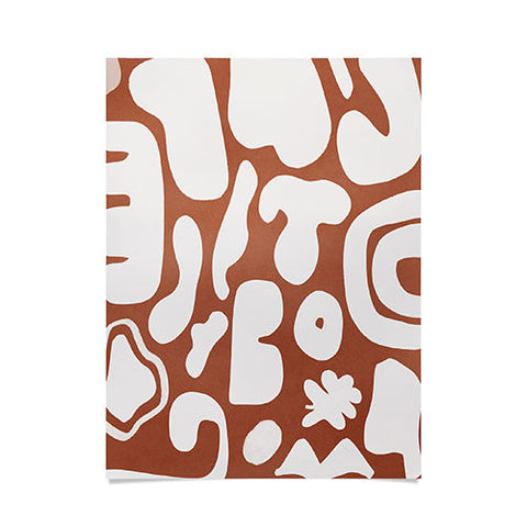 Lola Terracota Terracotta with shapes in offwhite Poster