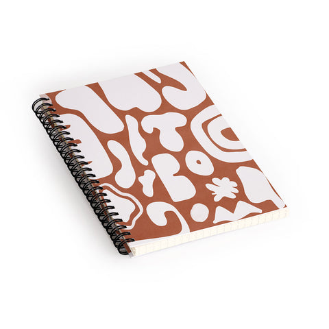 Lola Terracota Terracotta with shapes in offwhite Spiral Notebook