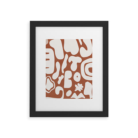 Lola Terracota Terracotta with shapes in offwhite Framed Art Print