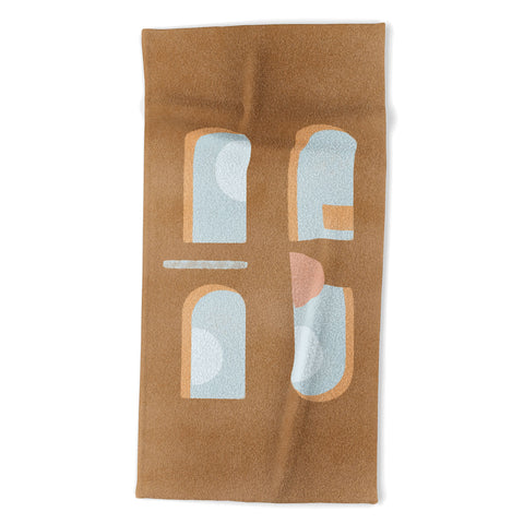 Lola Terracota The arch of a window abstract shapes contemporary Beach Towel