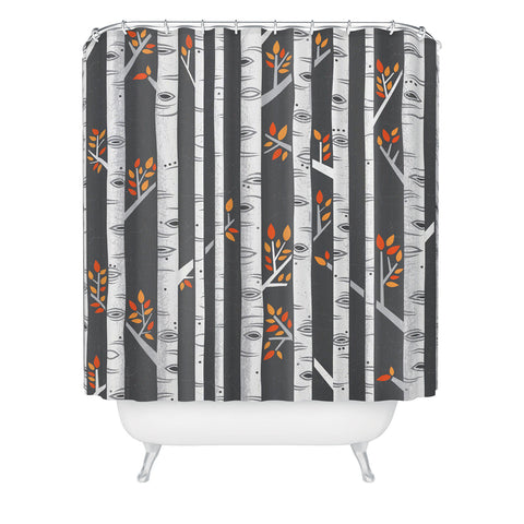 Lucie Rice Birches Be Crazy Shower Curtain